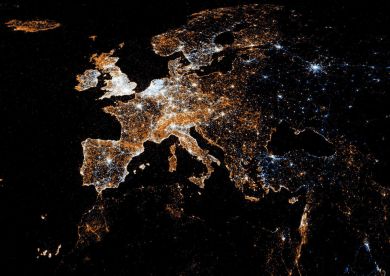 World seen from above with points of light